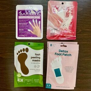 Spa Hands & Feet Mask Bundle: Barielle Nail Mask + Hand Mask + AOA Foot Peel